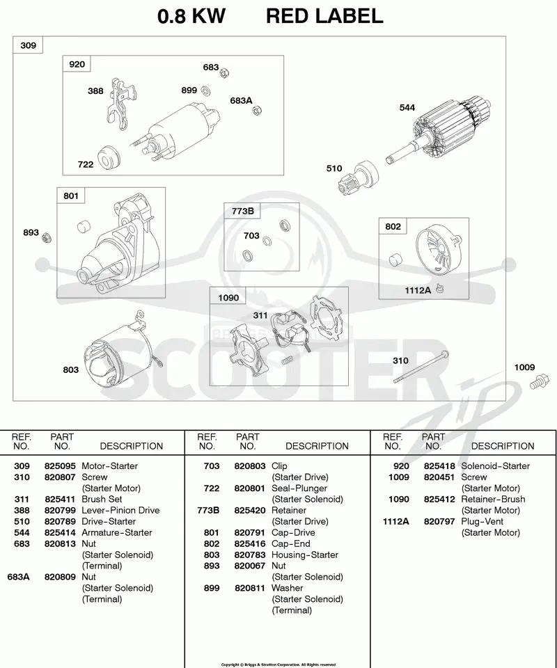 0.8KW Red Label Starter Motor