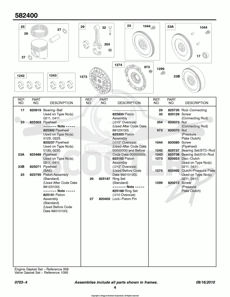 Piston, Rings, Flywheel, Clutch