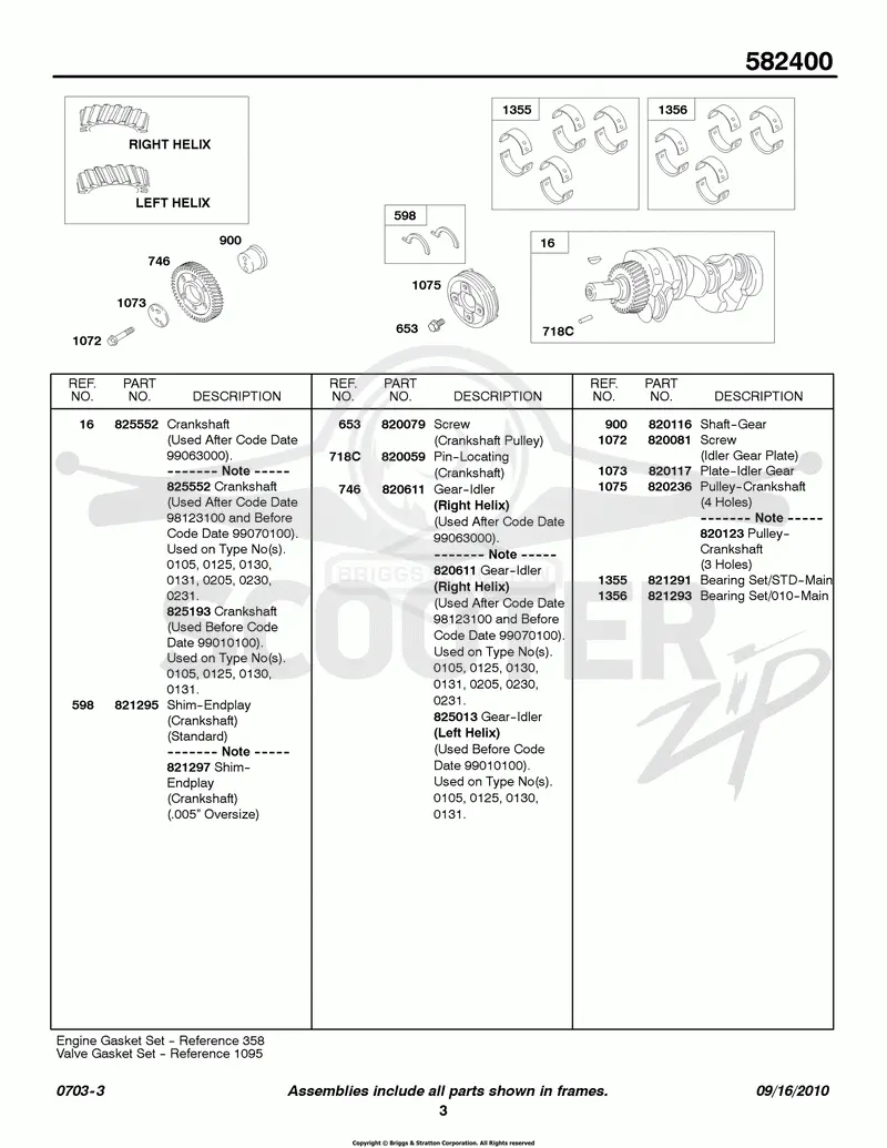 Crankshaft, Idler Gear