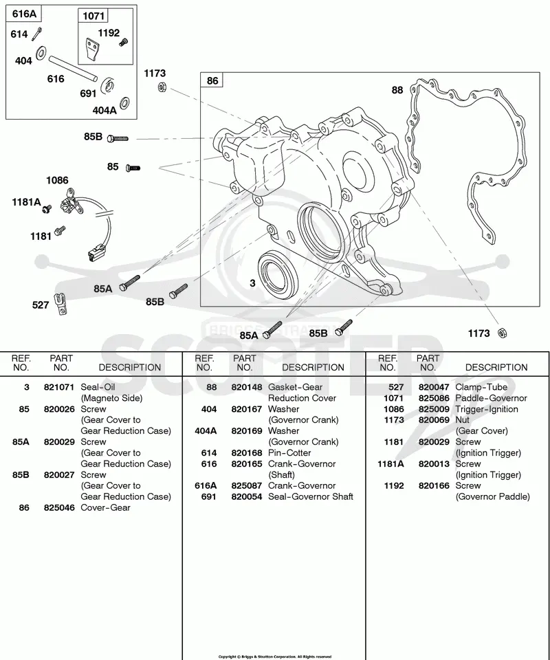 Gear Cover, Governor Crank