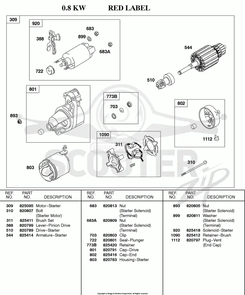 Starter Motor, 0.8KW RED LABEL
