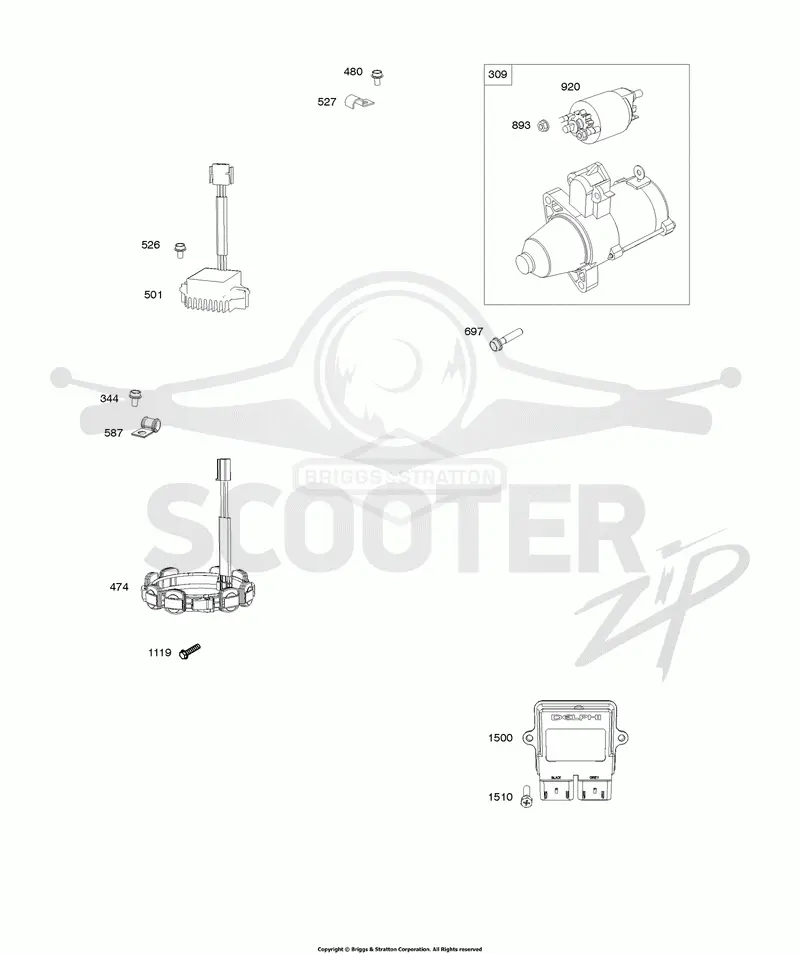 Electric Starter, Alternator, ECU, Regulator