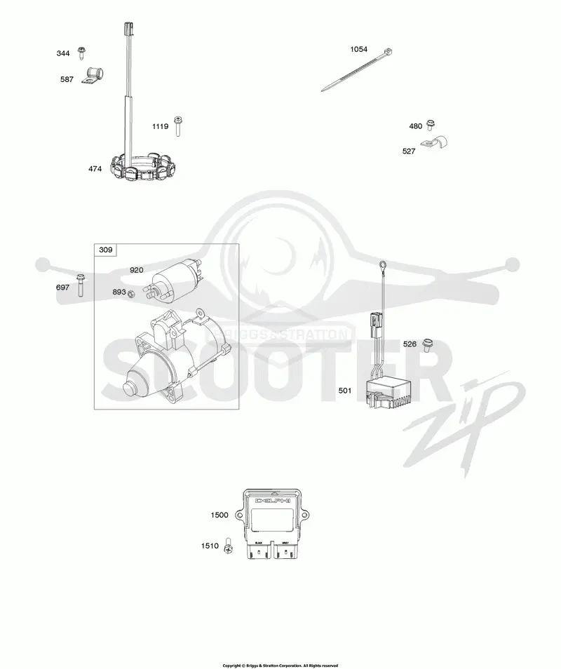 Electric Starter, Alternator, Regulator, ECM