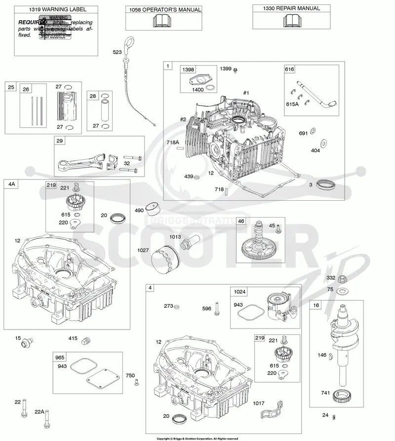Crankshaft, Piston/Rings/Connecting Rod, Cylinder, Crankcase Cover/Sump, Camshaft