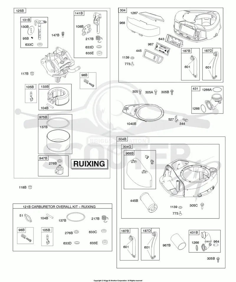 Air Cleaner, Blower Housing, Carburetor - Ruixing, Kit-Carburetor Overhaul - Ruixing