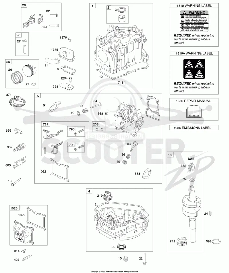 Cam Gear, Crankcase Cover/Sump, Crankshaft, Cylinder, Cylinder Head, Piston/Rings/Connecting Rod