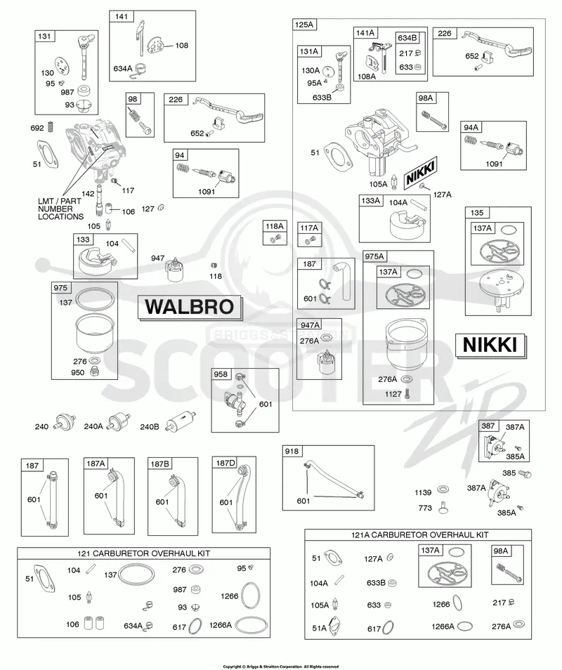 Carburetor - Walbro &Nikki, Cylinder Head, Fuel Supply, Kit - Carburetor Overhaul - Walbro & Nikki