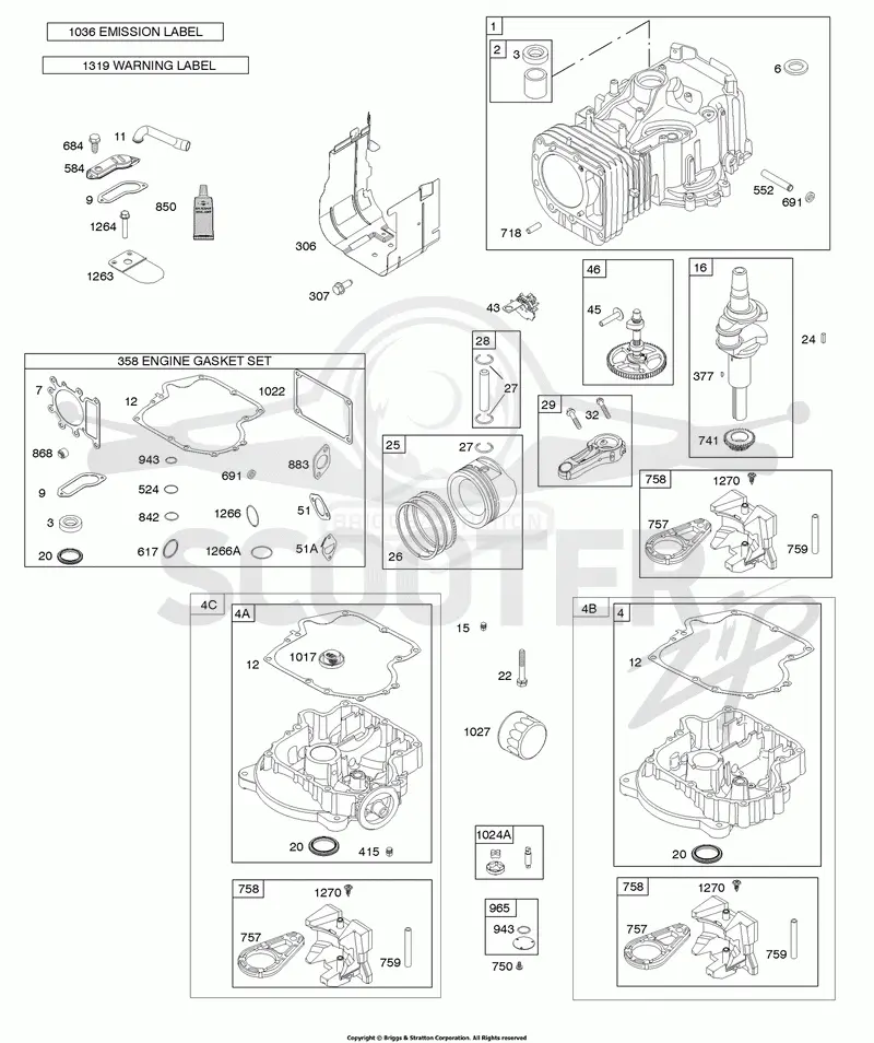 Camshaft, Crankshaft, Cylinder, Engine Sump, Gasket Set - Engine, Lubrication, Piston, Rings, Connecting Rod, Warning Label