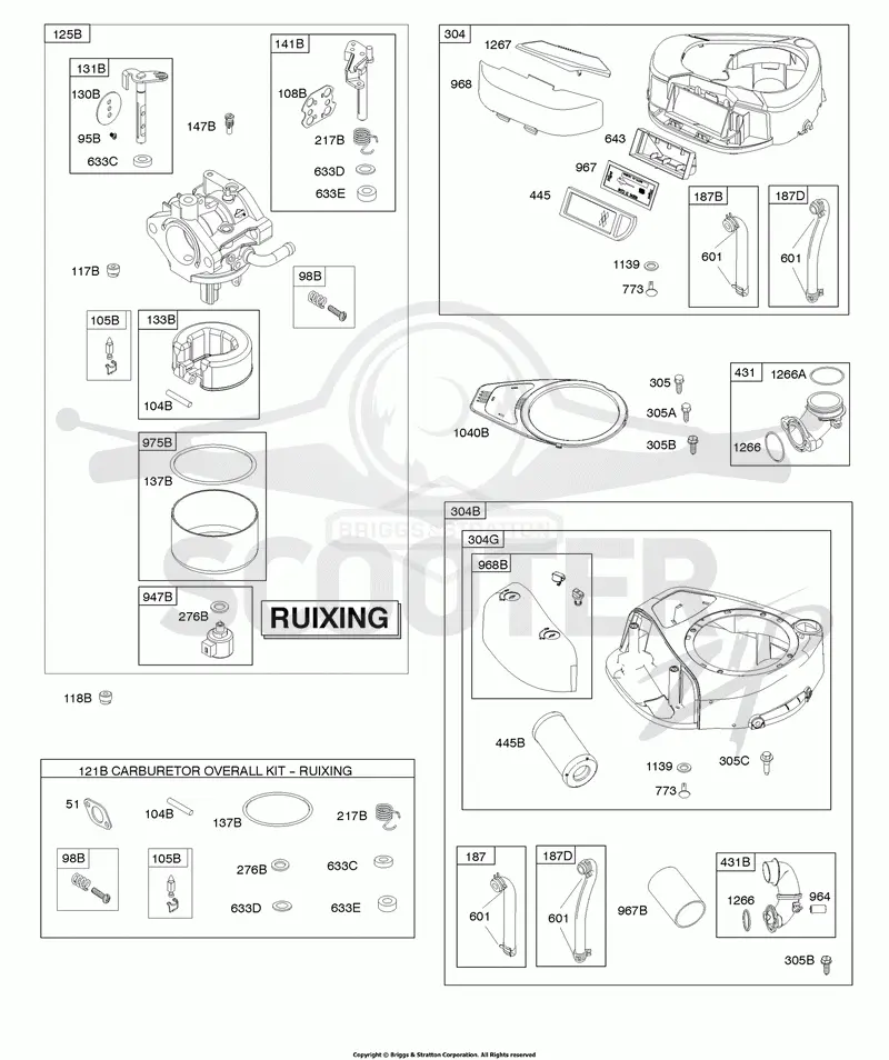 Air Cleaner, Blower Housing, Carburetor - Ruixing, Kit - Carburetor Overhaul - Ruixing