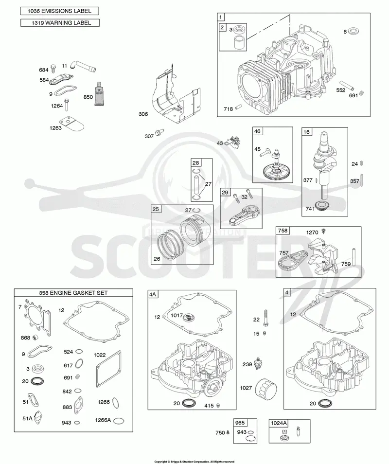 Camshaft, Crankshaft, Cylinder, Engine Sump, Gasket Set-Engine, Lubrication, Piston, Rings, Connecting Rod, Warning Label