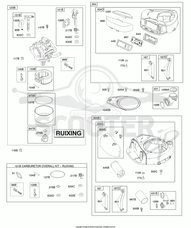 Air Cleaner, Blower Housing, Carburetor - Ruixing