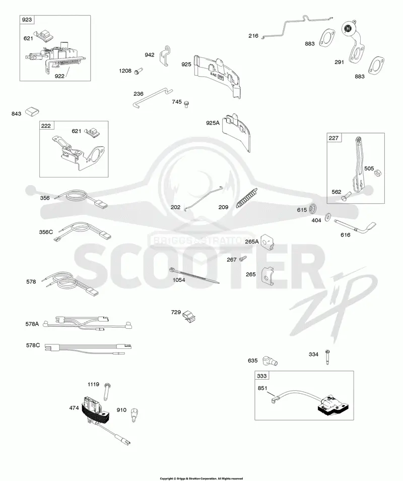 Alternator, Brake, Controls, Governor Spring, Ignition