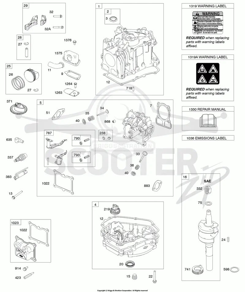 Cam Gear, Crankcase Cover/Sump, Crankshaft, Cylinder, Cylinder Head, Piston/Rings/Connecting Rod