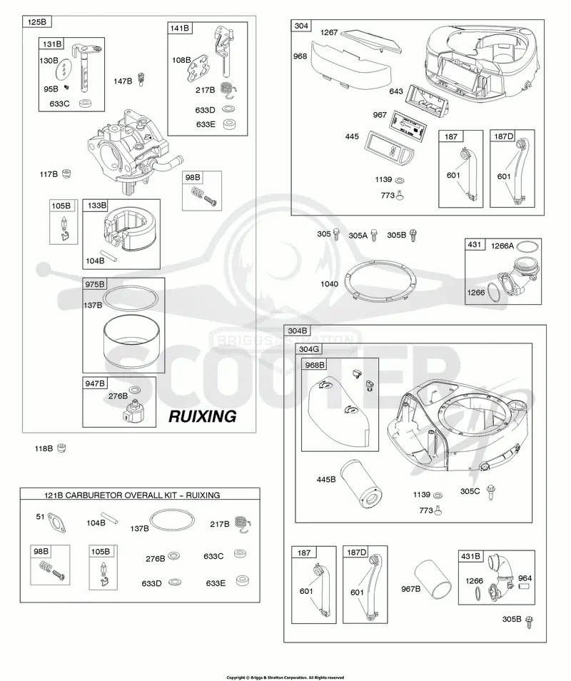 Air Cleaner, Blower Housing, Kit - Ruixing Cauburetor Overhaul, Ruixing Carburetor
