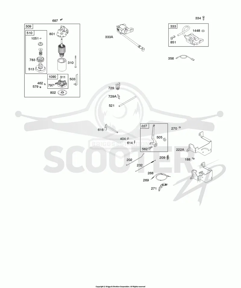 Controls, Electric Starter, Governor Spring, Ignition