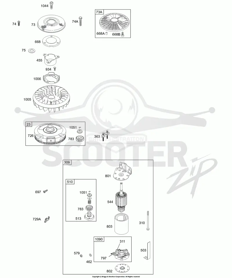 Electric Starter, Flywheel, Rotating Screen