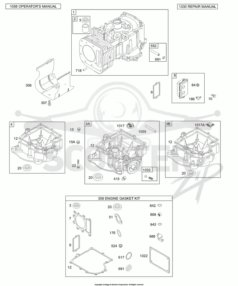 Cylinder, Sump, Breather, Gasket Set