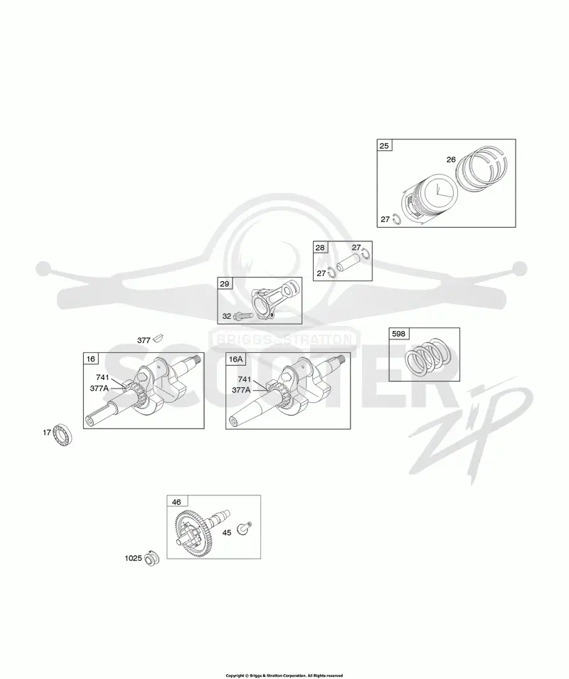 Camshaft, Crankshaft, Piston, Rings, Connecting Rod