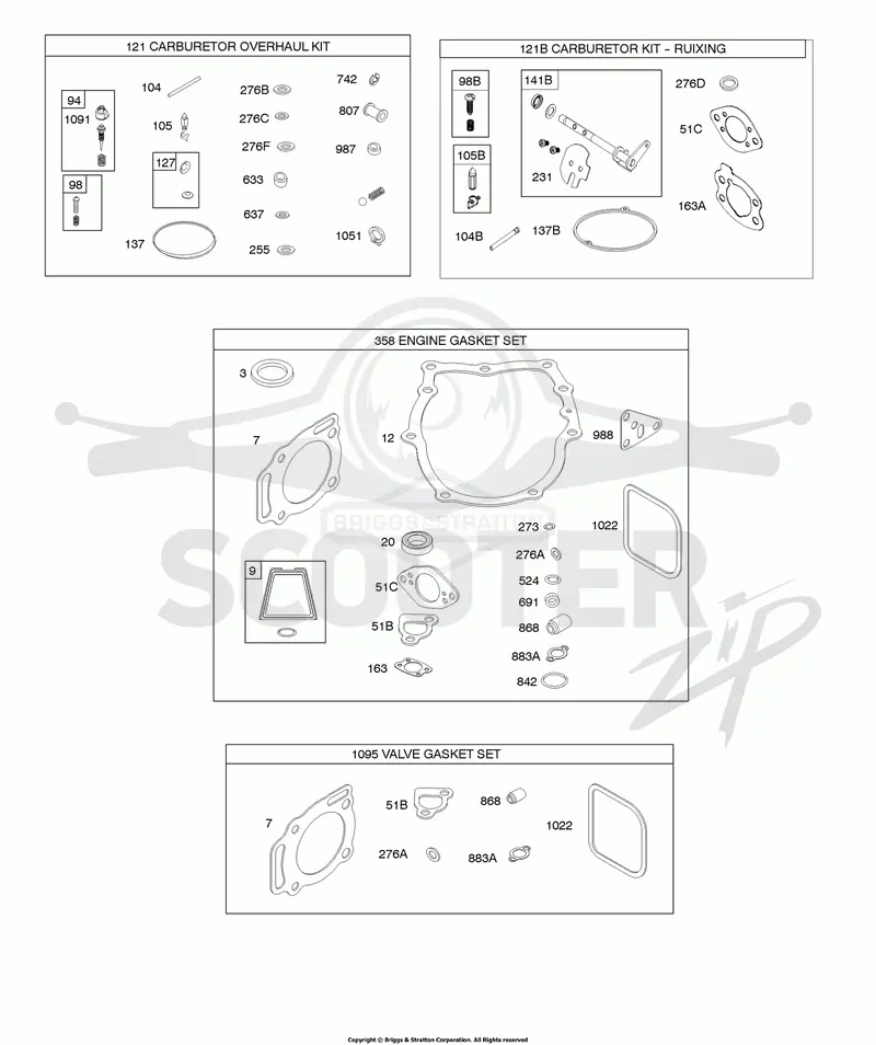Carburetor Overhaul Kit, Engine/Valve Gasket Sets
