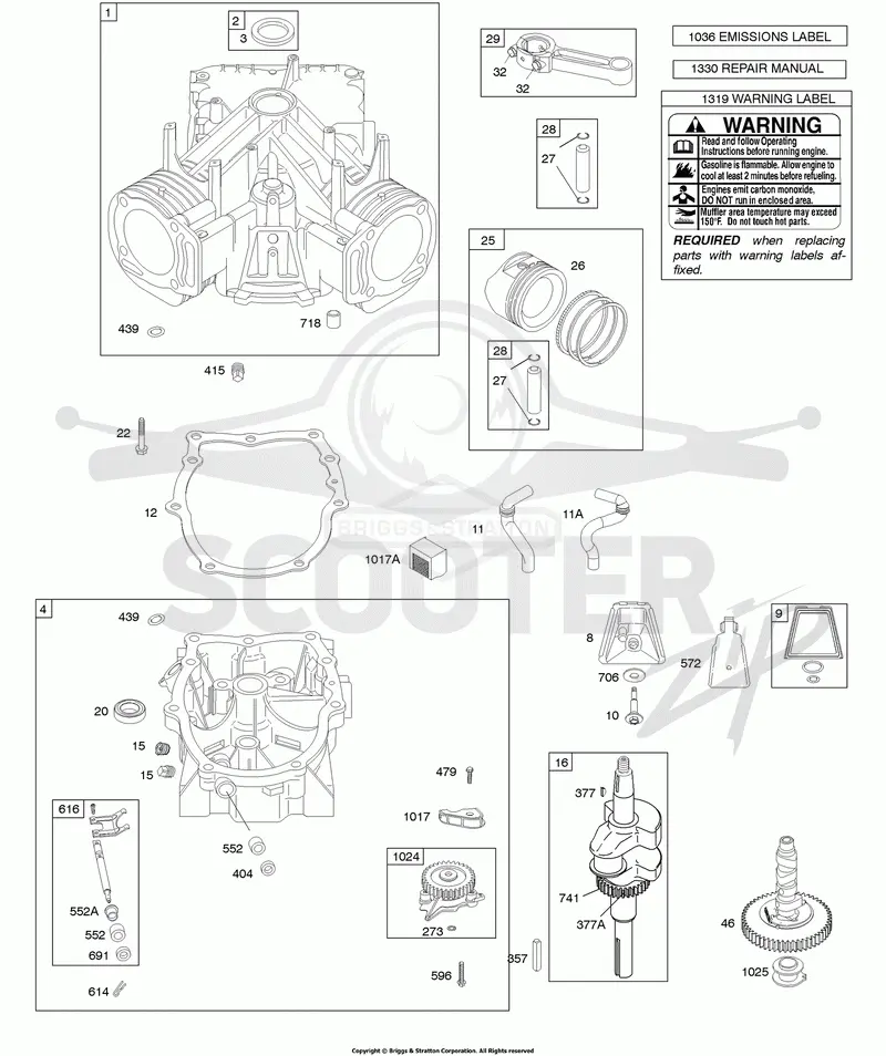 Cylinder, Crankshaft, Piston/Rings/Connecting Rod, Engine Sump, Camshaft, Breather