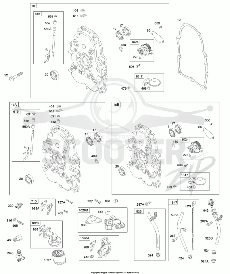 Crankcase Cover, Lubrication, Oil Filter Adapter,
