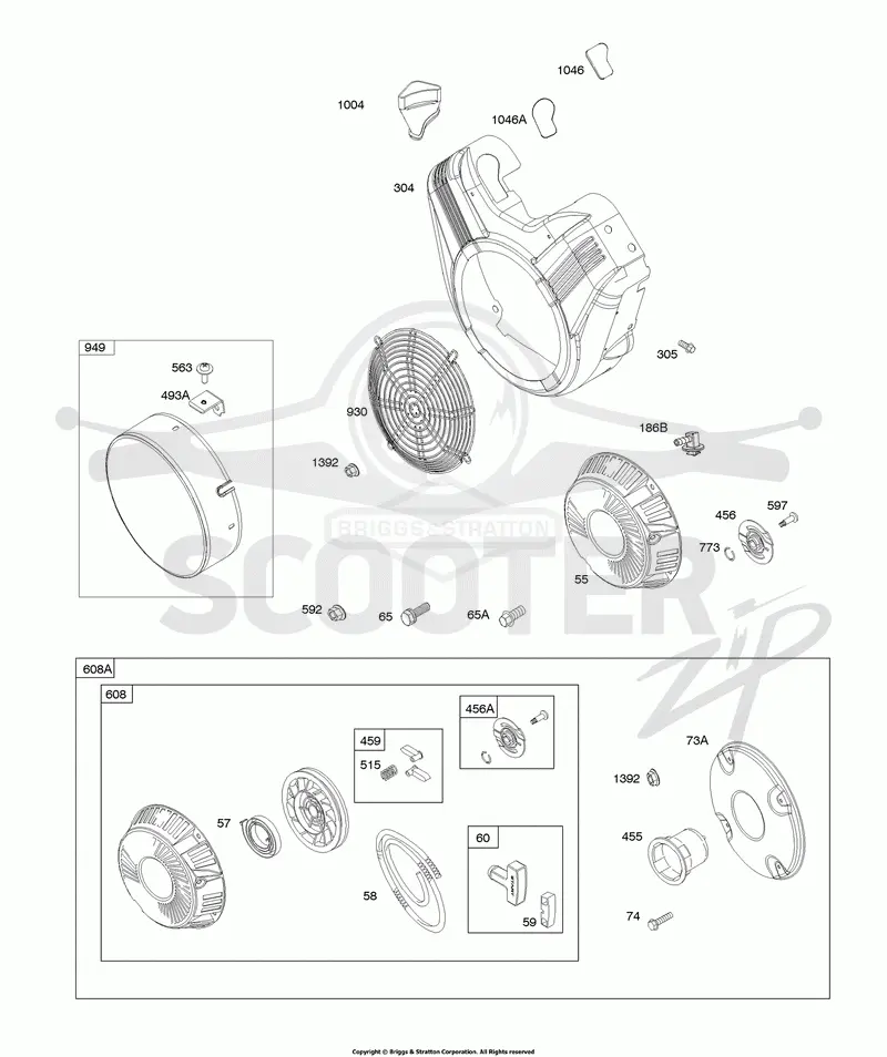 Blower Housing, Rewind Starter