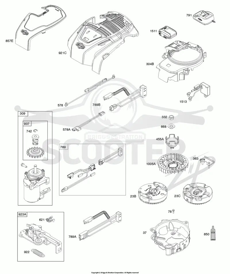 Blower Housing, Controls, Electrical System, Flywheel