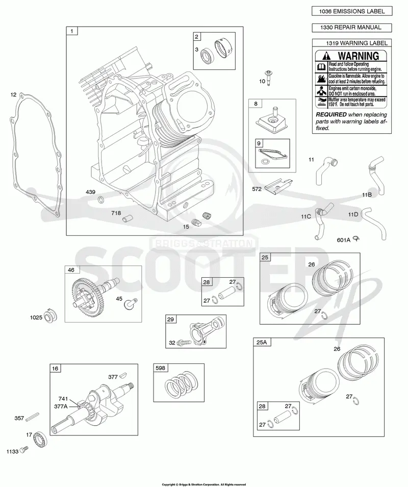 Camshaft, Crankshaft, Cylinder, Piston/Rings/Connecting Rod