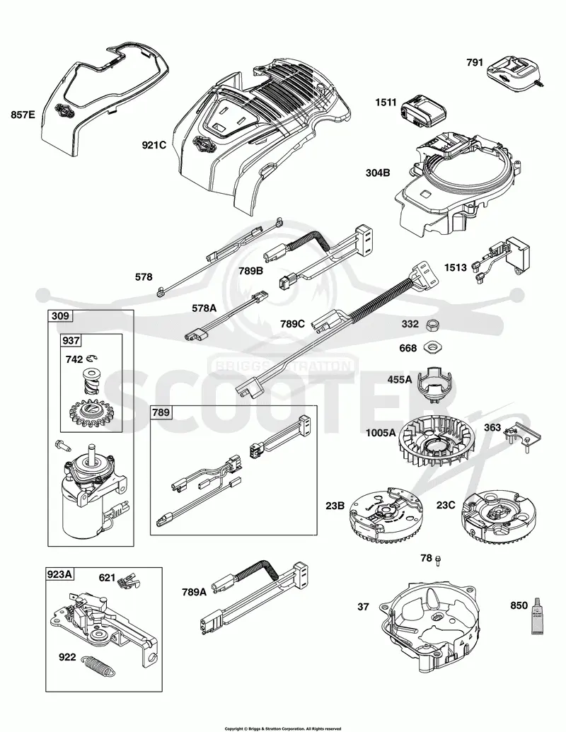 Blower Housing, Controls, Electrical System, Flywheel