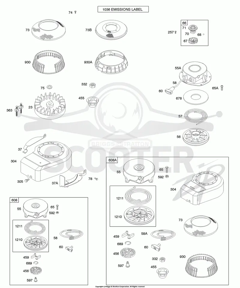 Blower Housing/Shrouds, Flywheel, Rewind Starter