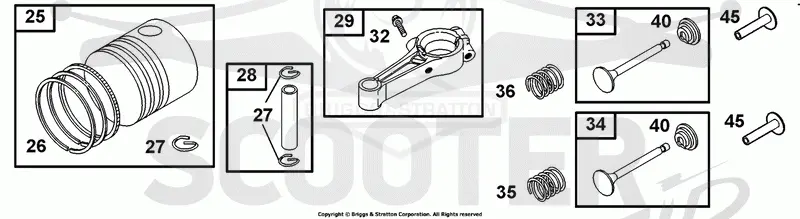 Piston Group, Connecting Rod, Valve Group