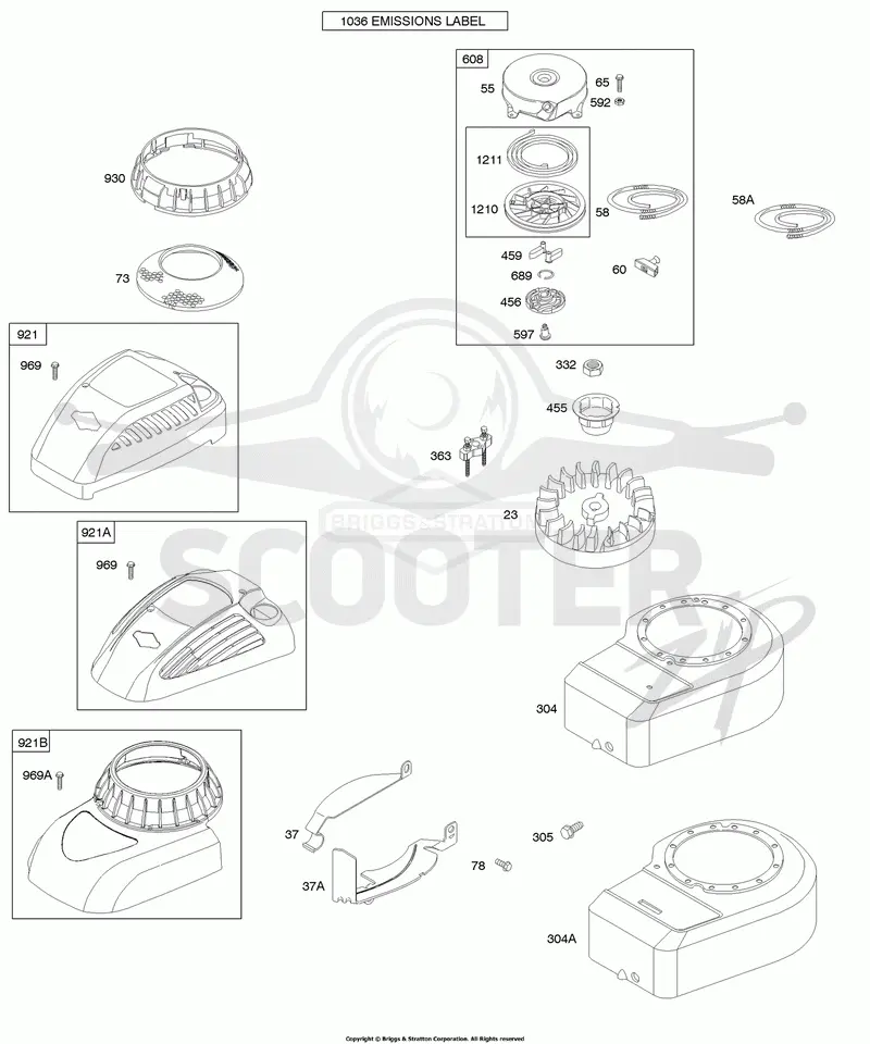 Blower Housing/Shrouds, Flywheel, Rewind Starter