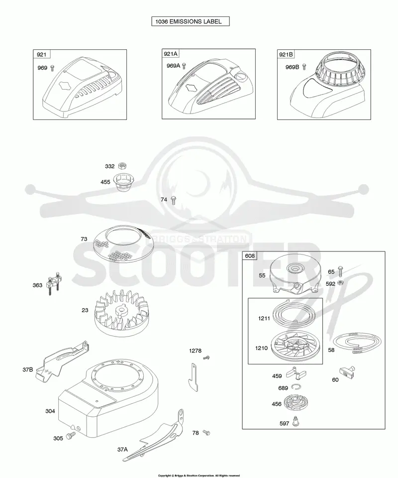 Blower Housing/Shrouds, Flywheel, Rewind Starter