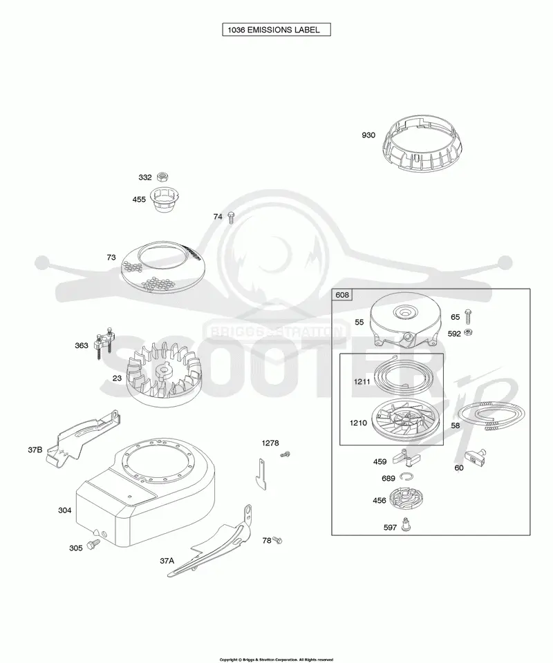 Blower Housing/Shrouds, Flywheel, Rewind Starter