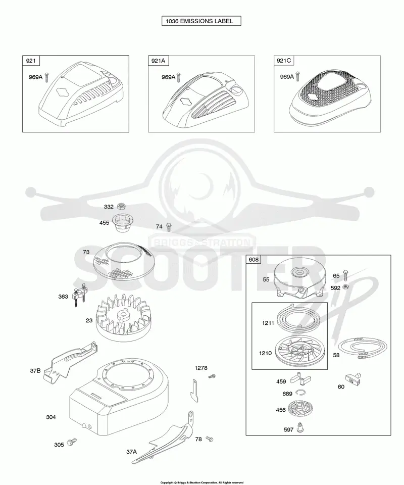 Blower Housing/Shrouds, Flywheel, Rewind Starter