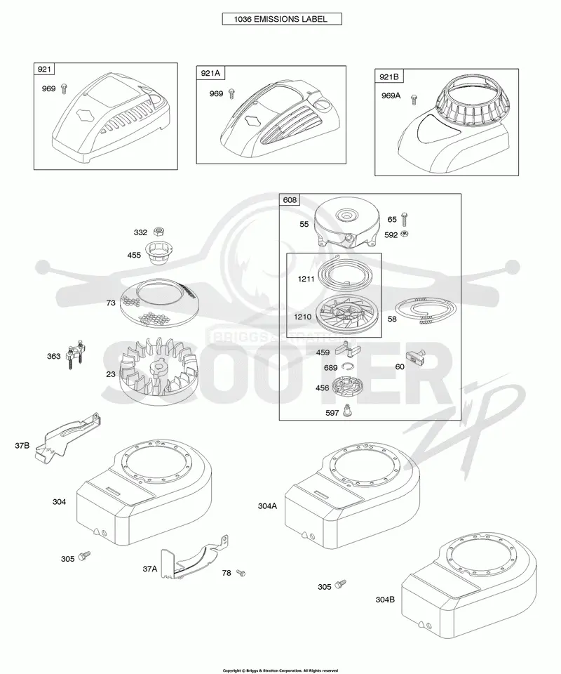 Blower Housing/Shrouds, Flywheel, Rewind Starter