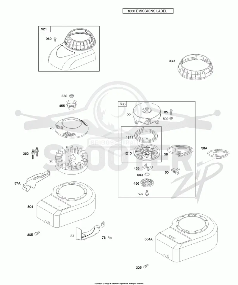 Blower Housing/Shrouds, Flywheel, Rewind Starter