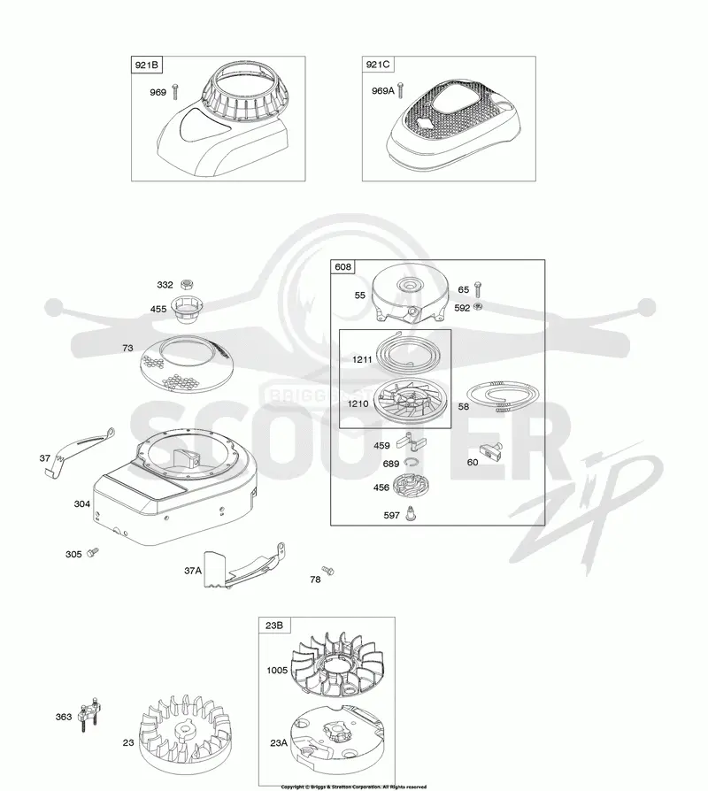 Blower Housing/Shrouds, Flywheel, Rewind Starter