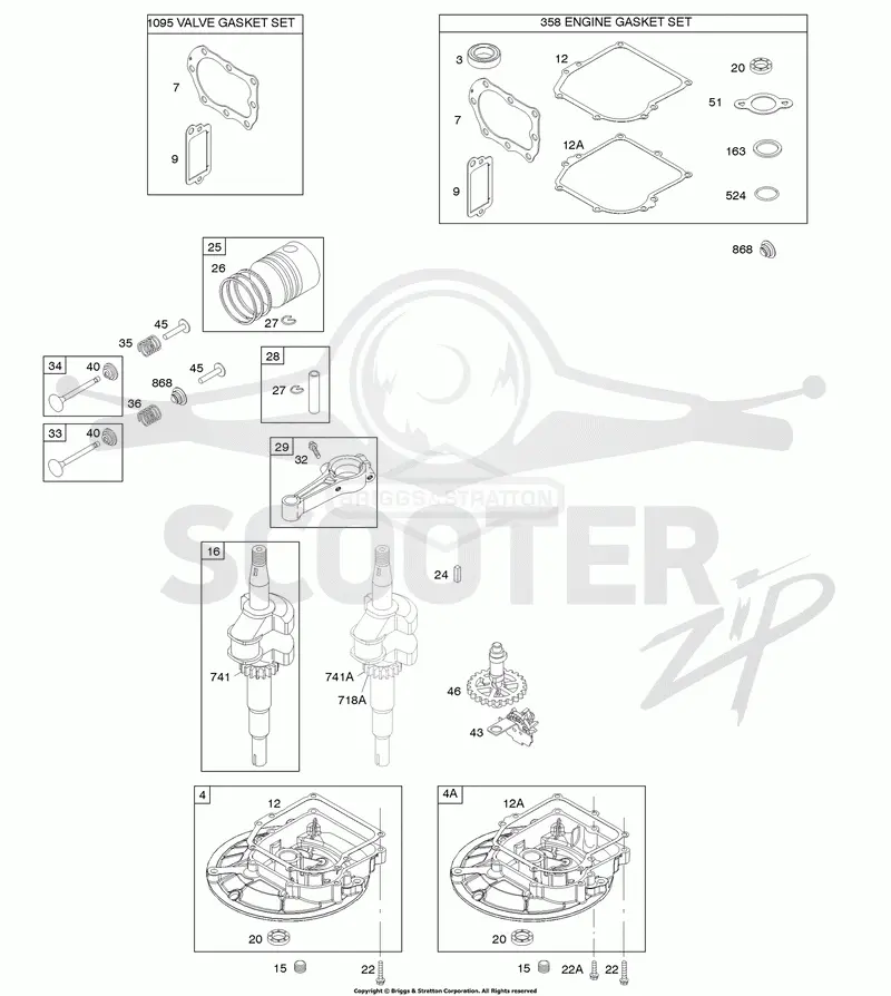 Camshaft, Crankcase Cover/Sump, Crankshaft, Gasket Sets, Piston/Rings/Connecting Rod