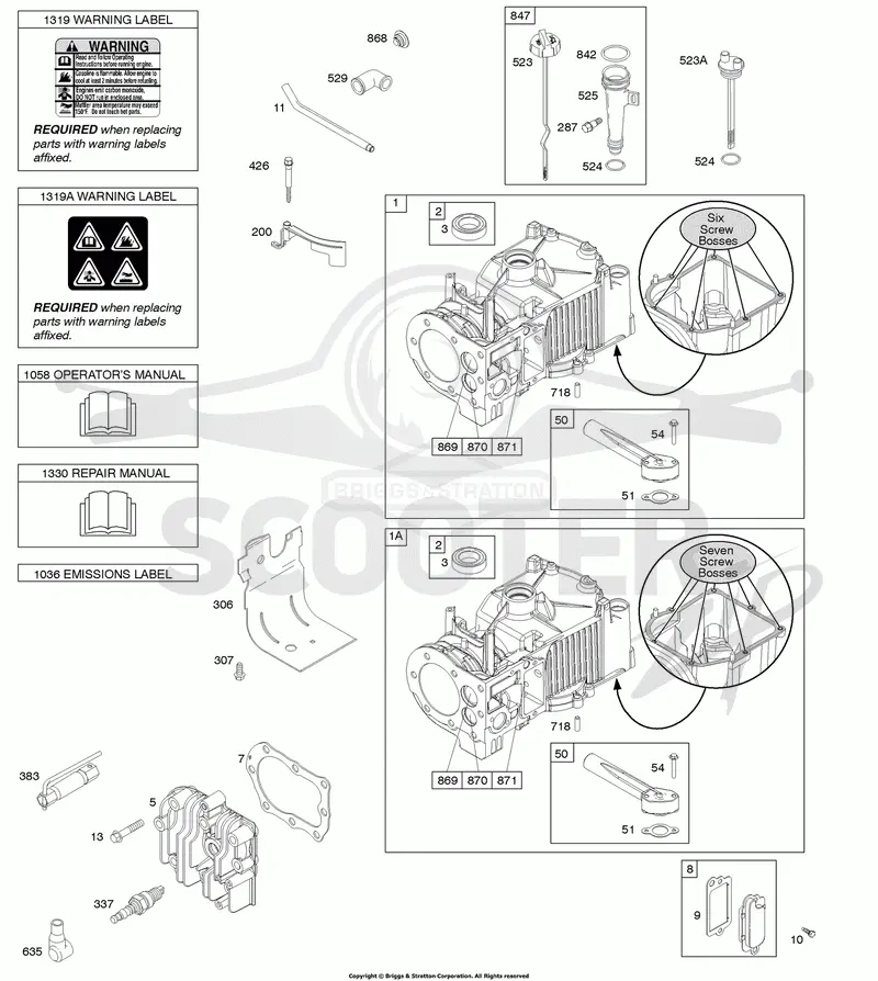 Cylinder, Cylinder Head, Lubrication, Operators Manual, Warning Label