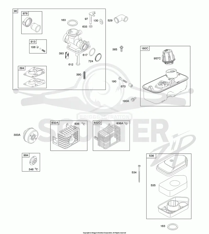 Air Cleaner, Carburetor, Controls, Fuel Supply, Governor Spring