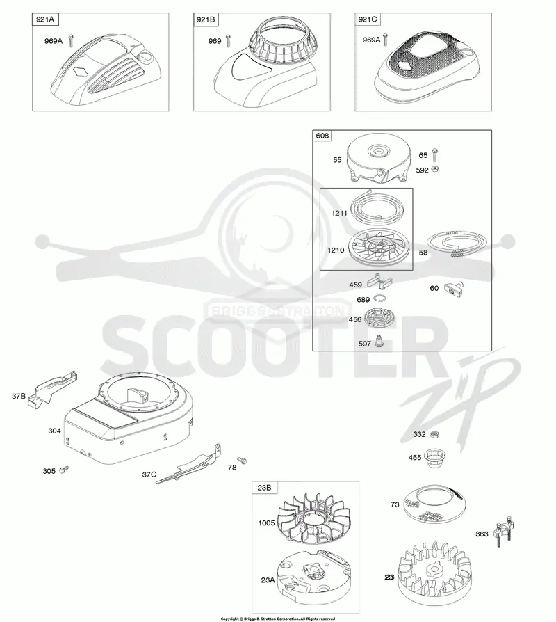 Blower Housing/Shrouds, Flywheel, Rewind Starter