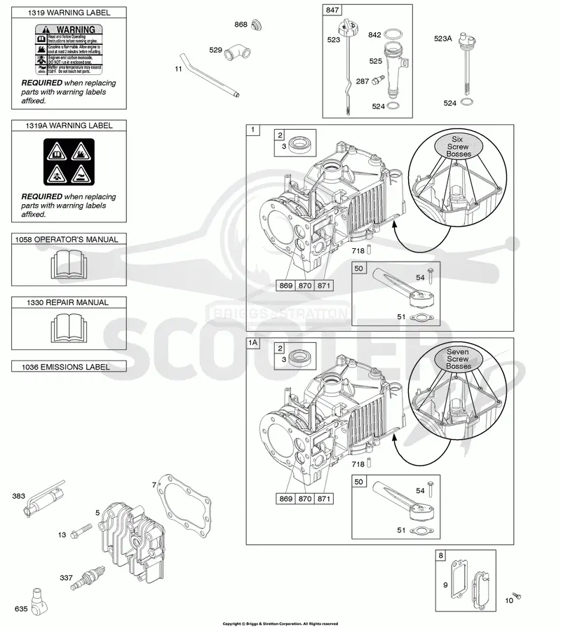 Cylinder, Cylinder Head, Lubrication, Operators Manual, Warning Label