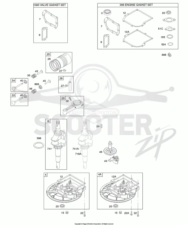 Camshaft, Crankcase Cover/Sump, Crankshaft, Gasket Set - Engine, Gasket Set - Valve, Piston/Rings/Connecting Rod