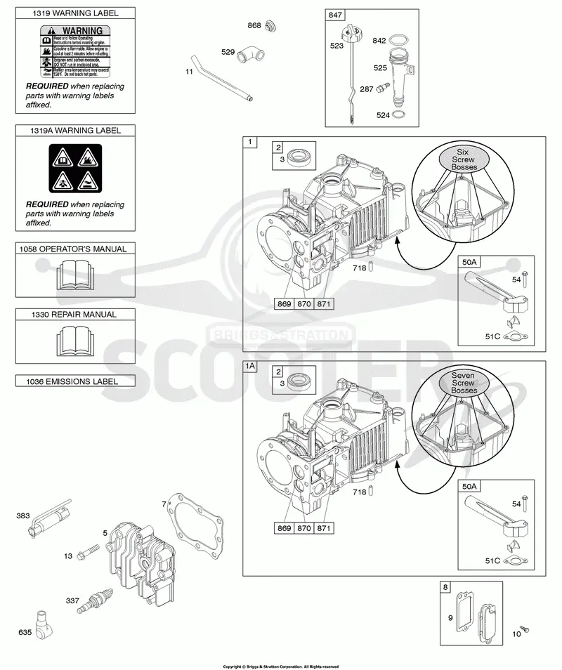 Cylinder, Cylinder Head, Lubrication, Operators Manual, Warning Label