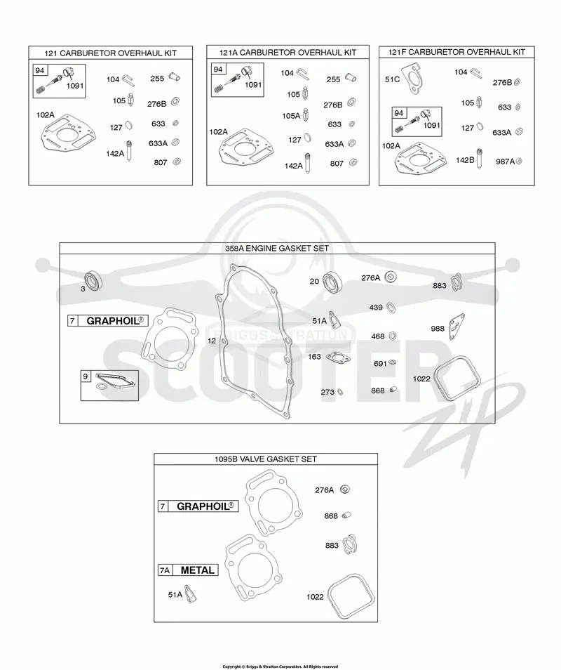 Carburetor Overhaul Kit, Engine & Valve Gasket Sets