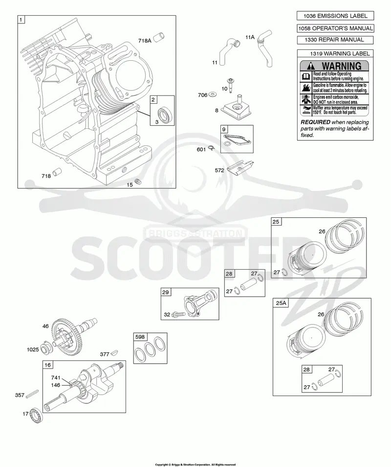 Camshaft, Crankshaft, Cylinder, Piston, Rings, Connecting Rod