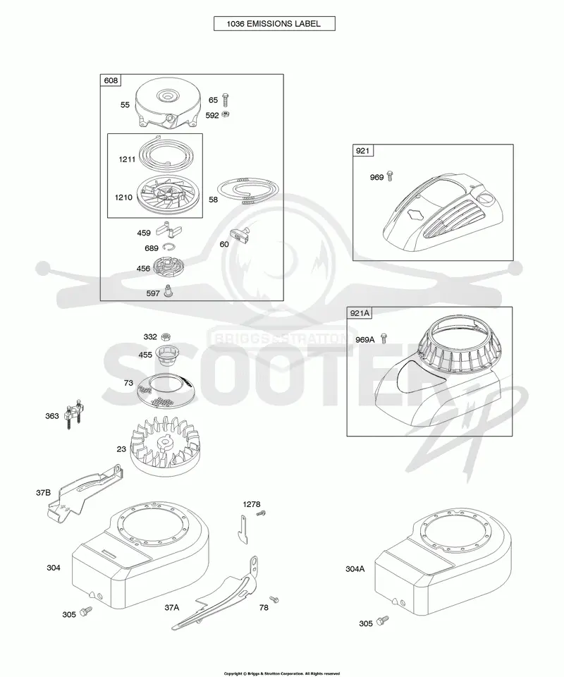 Blower Housing/Shrouds, Flywheel, Rewind Starter