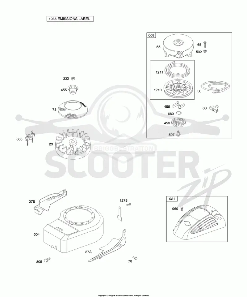 Blower Housing/Shrouds, Flywheel, Rewind Starter