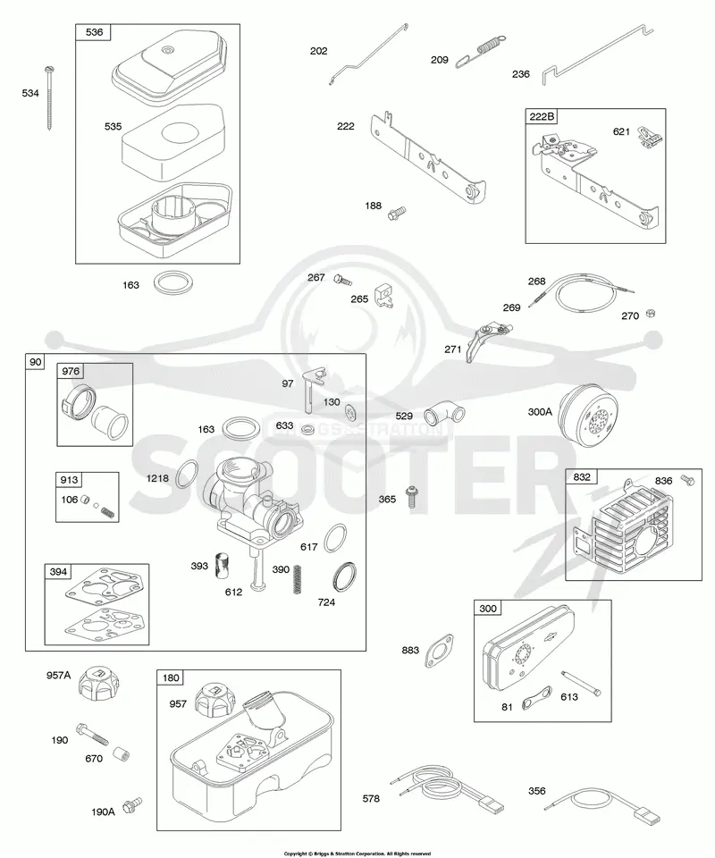 Air Cleaner, Carburetor, Controls, Fuel Supply, Governor Spring, Exhaust System, Ignition